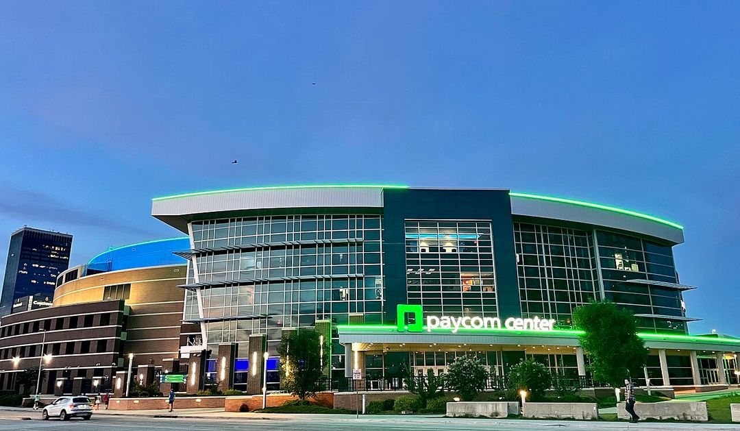 Façade du Paycom Center dans le centre-ville d'Oklahoma City.